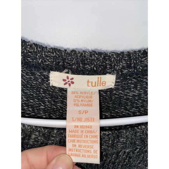 tulle Anthropologie Round Neck Long Sleeve Pullover Sweater Dress Gray Small - Picture 3 of 6